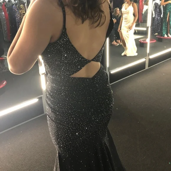 Black prom dress with silver rhinestones - Picture 2 of 10